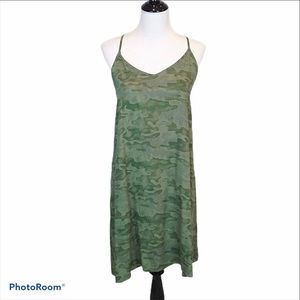 True Craft V neck criss cross back green camo sundress